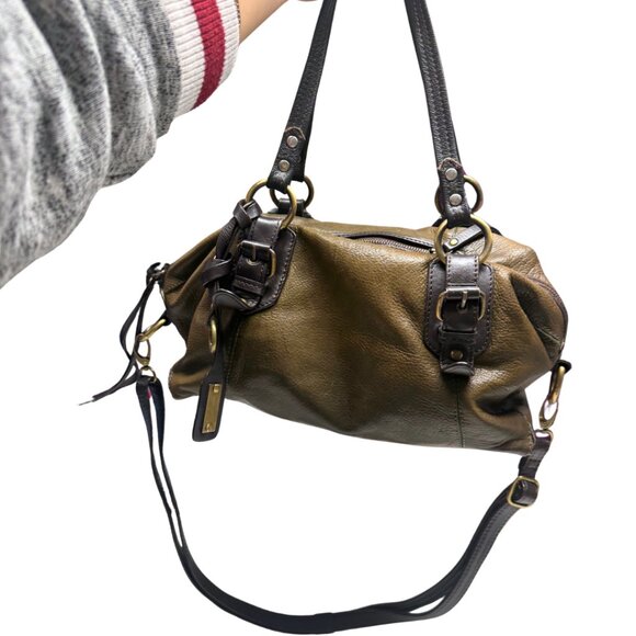 Rare Lucky Brand Olive Green Leather Satchel — New/Barely Used - Picture 11 of 17